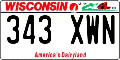 WI license plate 343XWN