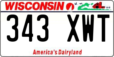 WI license plate 343XWT