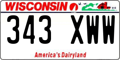 WI license plate 343XWW