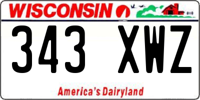 WI license plate 343XWZ