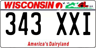 WI license plate 343XXI