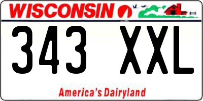 WI license plate 343XXL