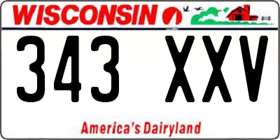 WI license plate 343XXV