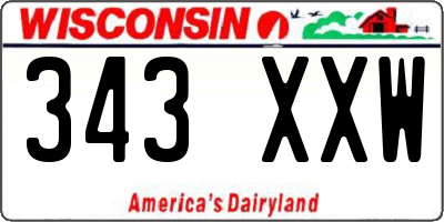 WI license plate 343XXW