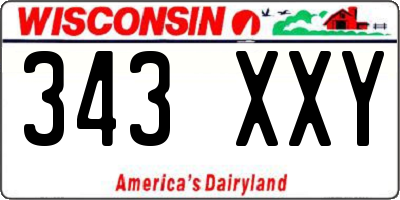 WI license plate 343XXY