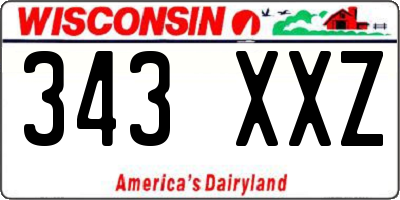 WI license plate 343XXZ