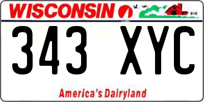 WI license plate 343XYC