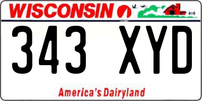 WI license plate 343XYD