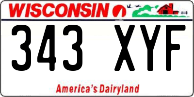 WI license plate 343XYF