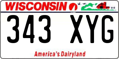 WI license plate 343XYG
