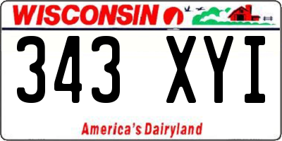 WI license plate 343XYI