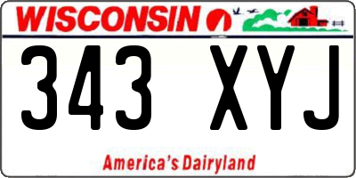WI license plate 343XYJ