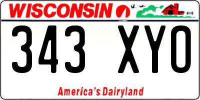 WI license plate 343XYO