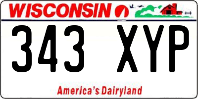 WI license plate 343XYP