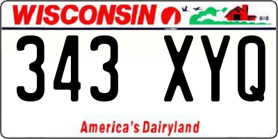 WI license plate 343XYQ