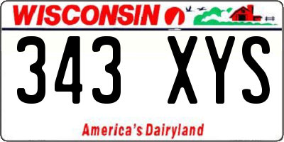 WI license plate 343XYS