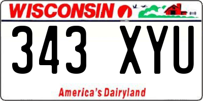 WI license plate 343XYU