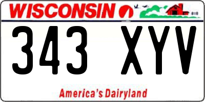 WI license plate 343XYV