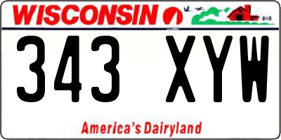 WI license plate 343XYW