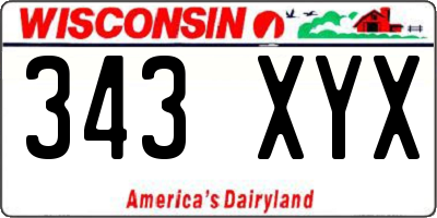 WI license plate 343XYX