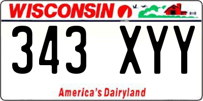 WI license plate 343XYY