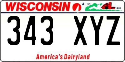 WI license plate 343XYZ