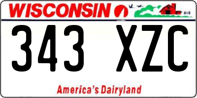 WI license plate 343XZC