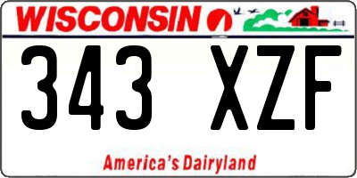 WI license plate 343XZF