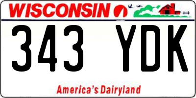 WI license plate 343YDK