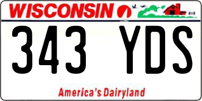 WI license plate 343YDS