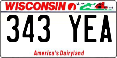WI license plate 343YEA