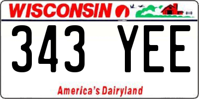 WI license plate 343YEE