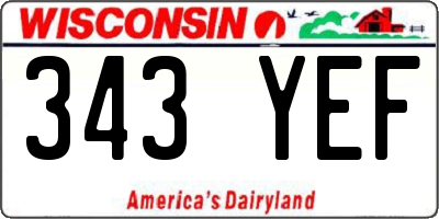 WI license plate 343YEF