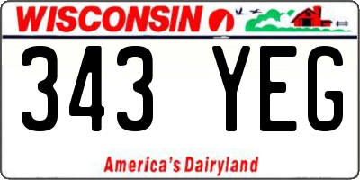 WI license plate 343YEG