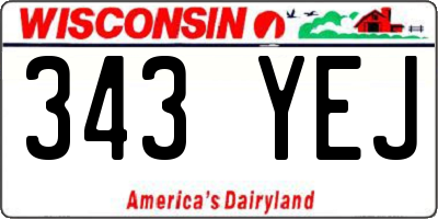 WI license plate 343YEJ