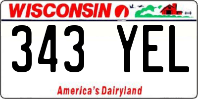 WI license plate 343YEL
