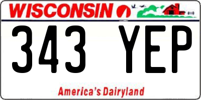 WI license plate 343YEP