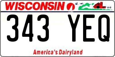 WI license plate 343YEQ
