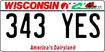 WI license plate 343YES