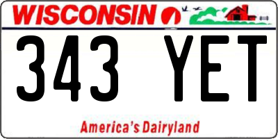 WI license plate 343YET