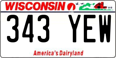 WI license plate 343YEW