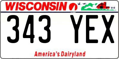 WI license plate 343YEX