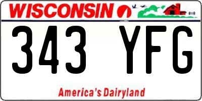 WI license plate 343YFG