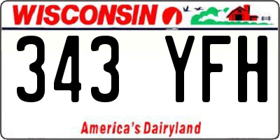 WI license plate 343YFH