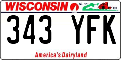 WI license plate 343YFK