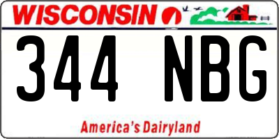 WI license plate 344NBG