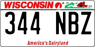 WI license plate 344NBZ