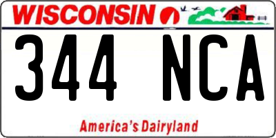 WI license plate 344NCA