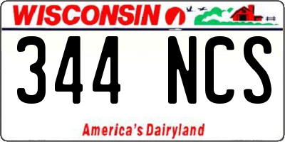 WI license plate 344NCS