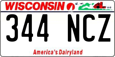 WI license plate 344NCZ